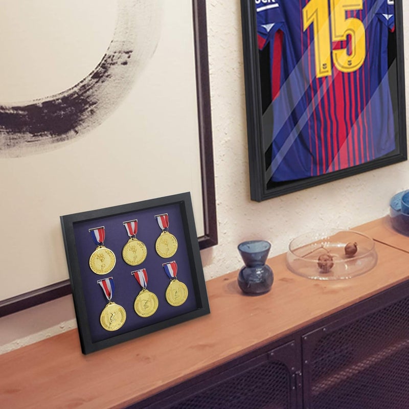 Iheipye Large Medals Display Shadow Box - 6 Medal Display case - Perfect Medal Display for War Military, Runners, Marathon, Race Winner, Football, Gymnastics & All Sports (Black, 12x12) - Image 4